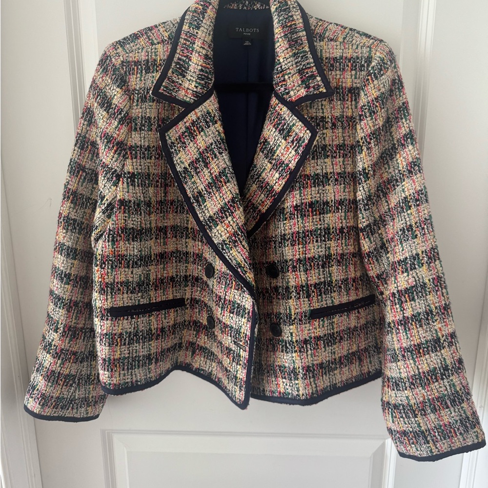 Talbots Women's Tweed Blazer with Black Trim